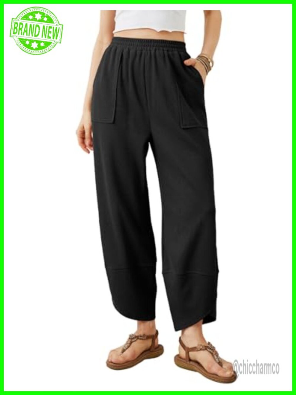 Women's Baggy Wide Leg Harem Pants Casual Elastic Waist Pull On